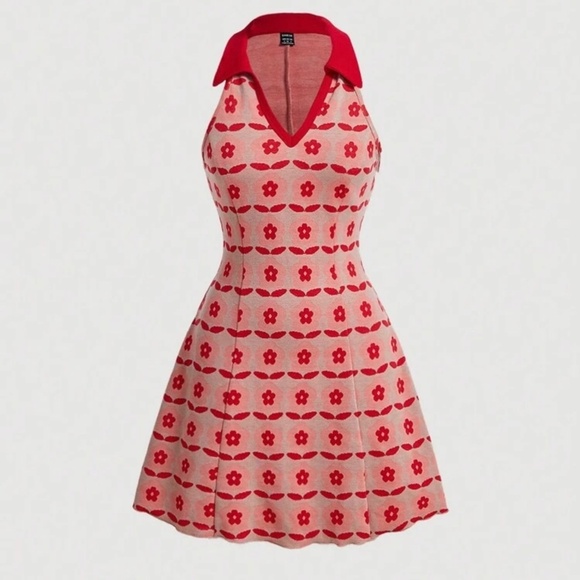 SHEIN Dresses & Skirts - Vintage-Inspired Floral Knit Dress – Size Medium – Perfect for Any Occasion! 🌸✨